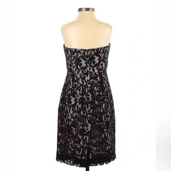 J. Crew Black Lace Overlay Sweetheart Neckline Formal Sheath Fitted Dress Size 0 - Picture 2 of 3